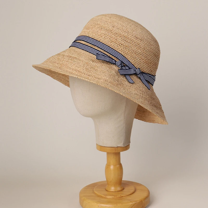 

Sun Hat Raffia Women Summer UV Protection Beach Accessory Big Brim Cap Foldable For Outdoor Hike Fishing Climb Luxury