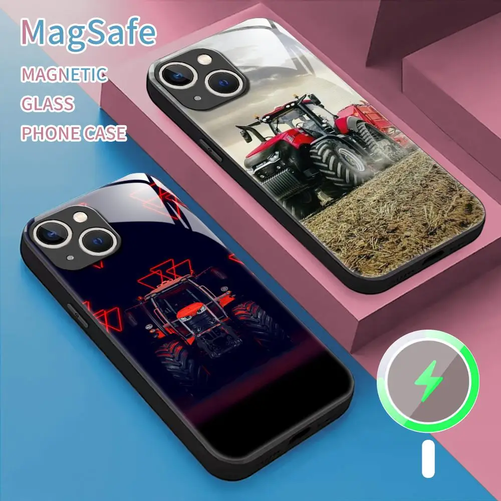 red-Massey Ferguson tractor Phone Case For iPhone 15 14 13 12 11 X XR XS XSMAX 8 7 Plus Mini Pro Max Glass Magnetic Phone Case