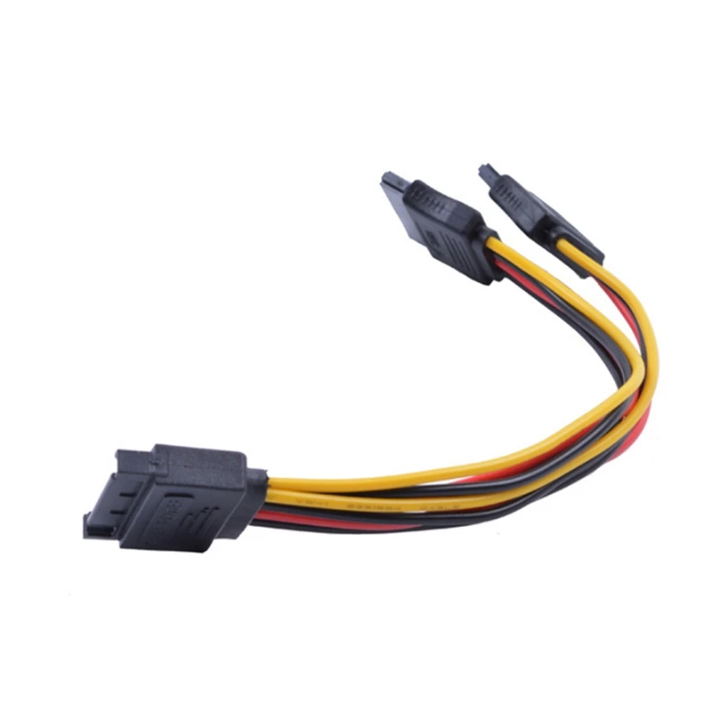 10 Pieces Of 15Pin Sata Male To 2 Female 15Pin Power Hard Disk Splitter Connector Power Cord, Cable Length 20Cm