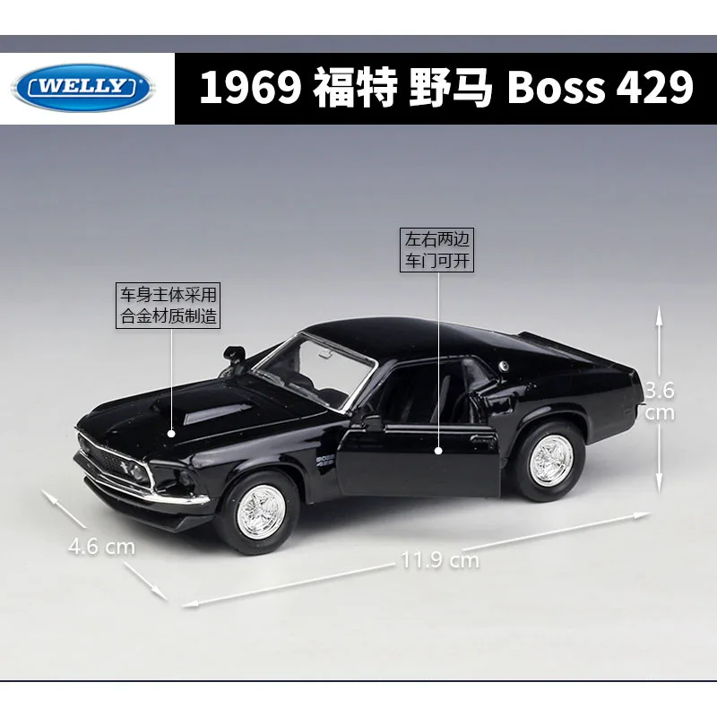 Welly 1/36 1969 Ford Mustang429 GT Alloy Car Model Diecasts & Toy Vehicles Metal Toy Car Model High Collection Kids Gift