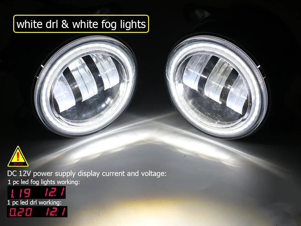 40W Led Fog Lights Angel Eyes DRL For Fiat Mobi Way On Like 2016-2021 2022 2023 2024 2025 2026 White Yellow Fog Driving Lamp detail image 10