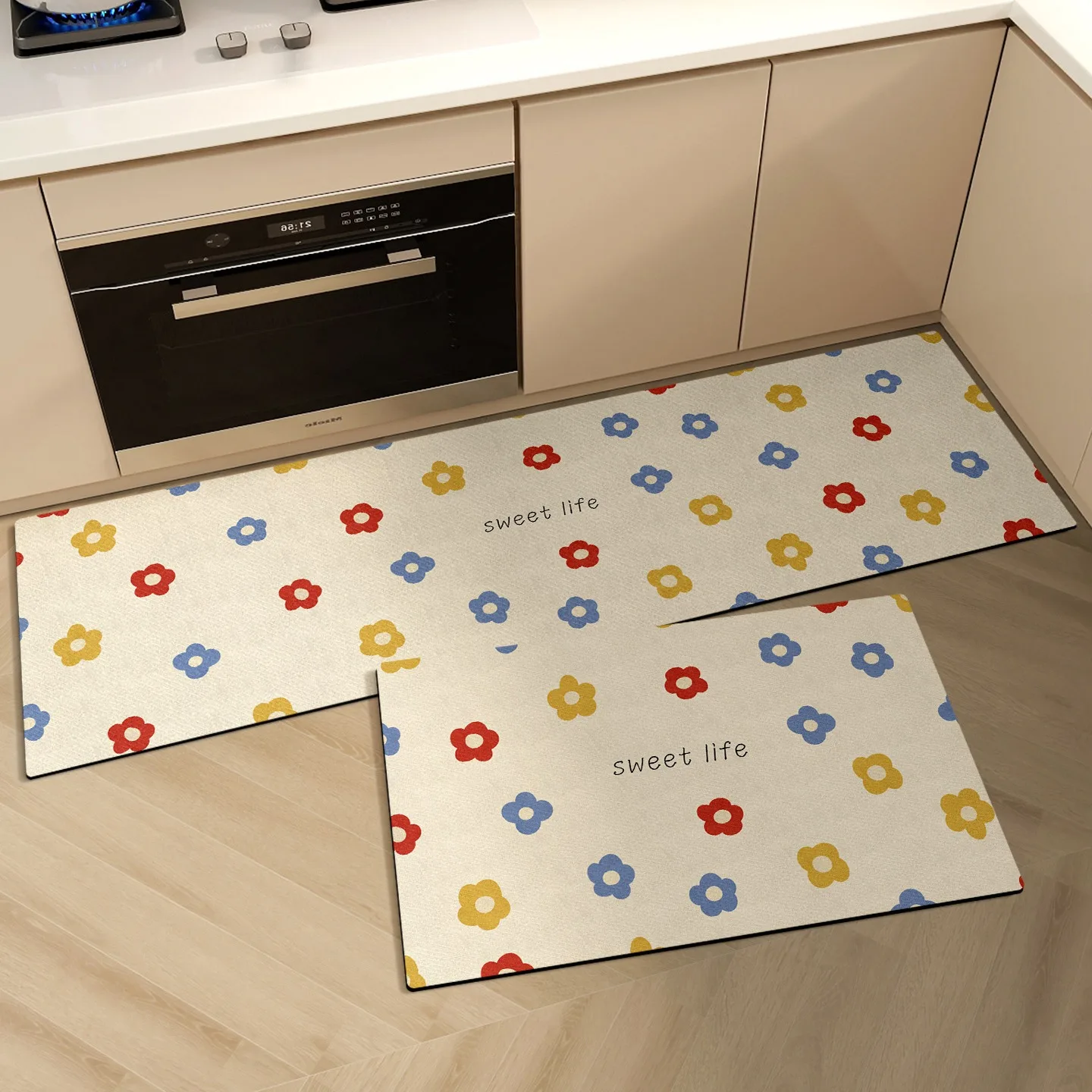 Ins Style Floral Kitchen Mat for Floor Non-slip Waterproof Oil-proof Kitchen Rug Long Strip Runner Floor Mats Home Decoration 러그