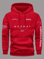 Sudadera con capucha con estampado de bandera noruega para hombre y mujer, ropa deportiva informal holgada y cálida para vacaciones diarias al aire libre, Otoño e Invierno
