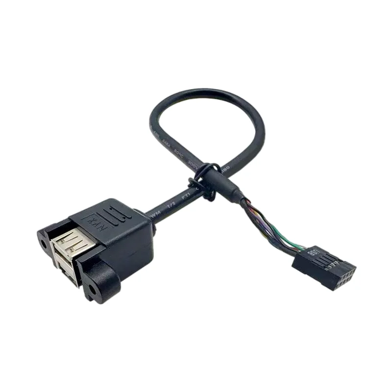 

Motherboard Internal 9PIN to USB Cable Dual USB 2.0 A Female Plug to 9 Pin 2.54mm 2.0mm Convert Cord Screw Lock Panel Mount Wire