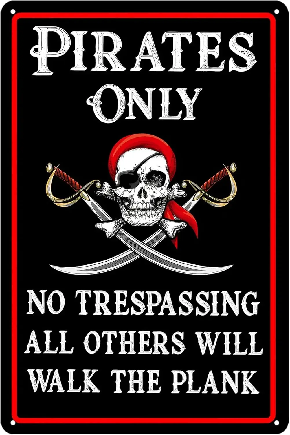 Pirate's Unit No Trespassing Metal Sign - Vintage Pirate Decor with Skull & Crossed Swords -Halloween and Party Decorati