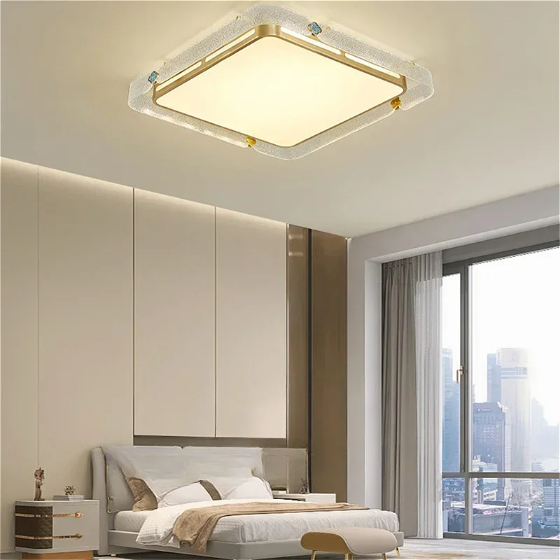 Neo-chinese Style Luxury Ceiling Light Modern Design Copper Enamel Ceiling Light Originality Indoor Lighting Lampara Techo FYCL