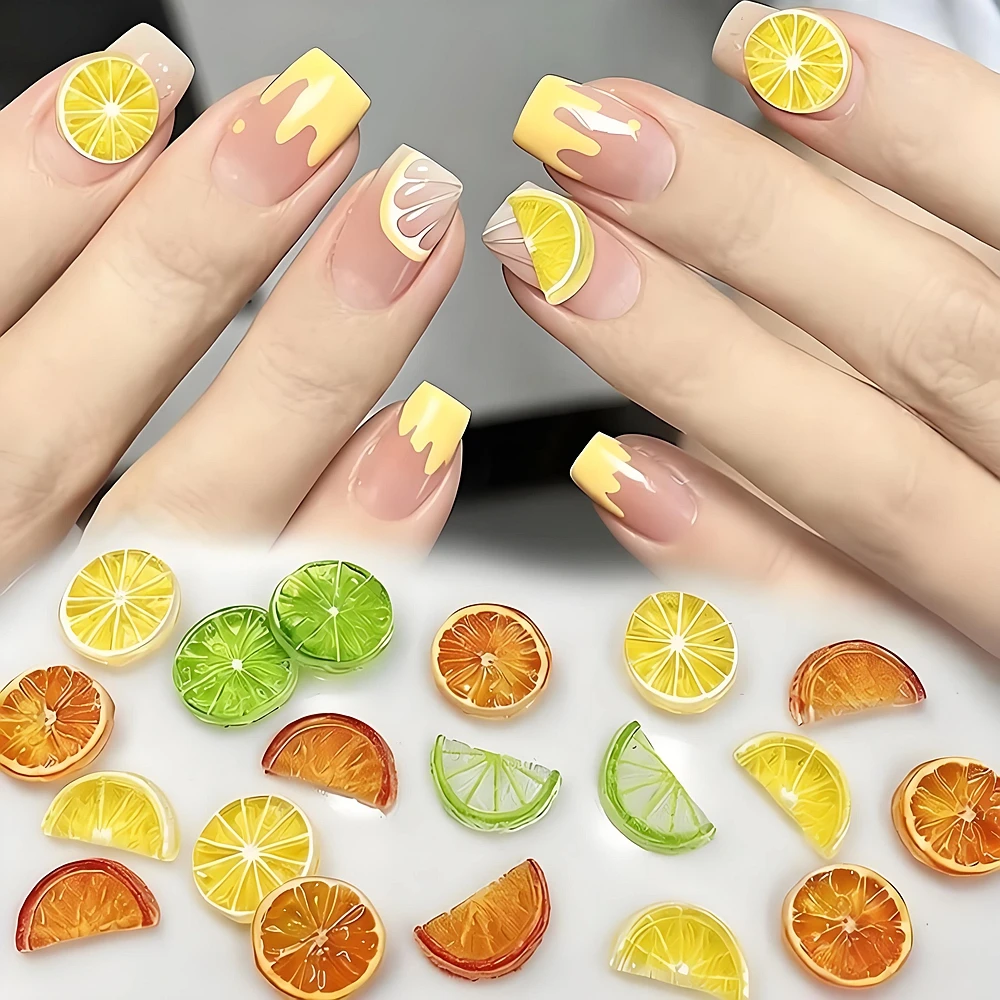 

30PCS 3D Acrylic Nail Art Fruit Charms Orange Lemon Slice Accessories For Nails Decoration Manicure Decor Supplies Material