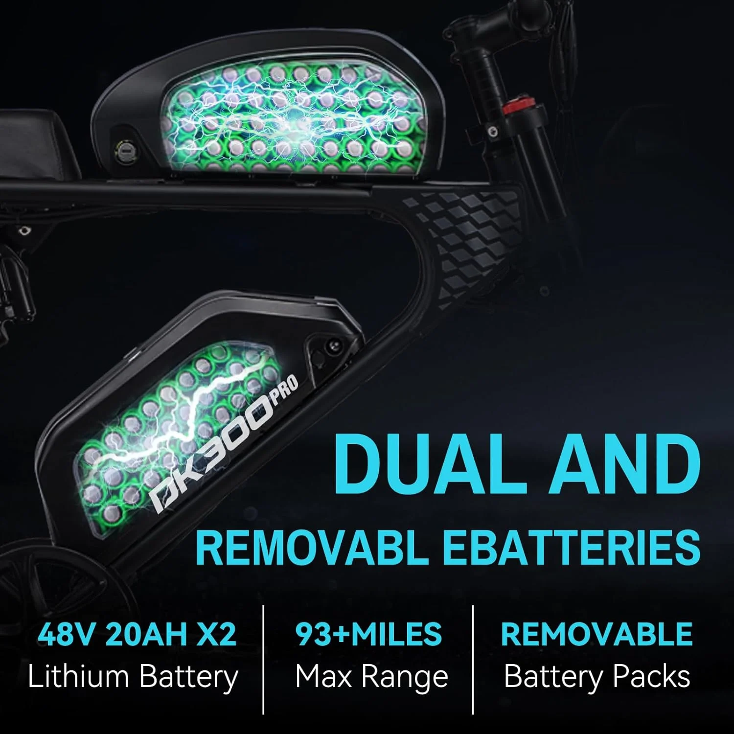 Kép 4: DK300MAX Elektromos Bicaj számára felnőttek 2400W Kettős szám brushless motoros Kettős szám 48V 40AH cserélhető Akkumulátor hegyi ebike Kettős szám Abbahagyás