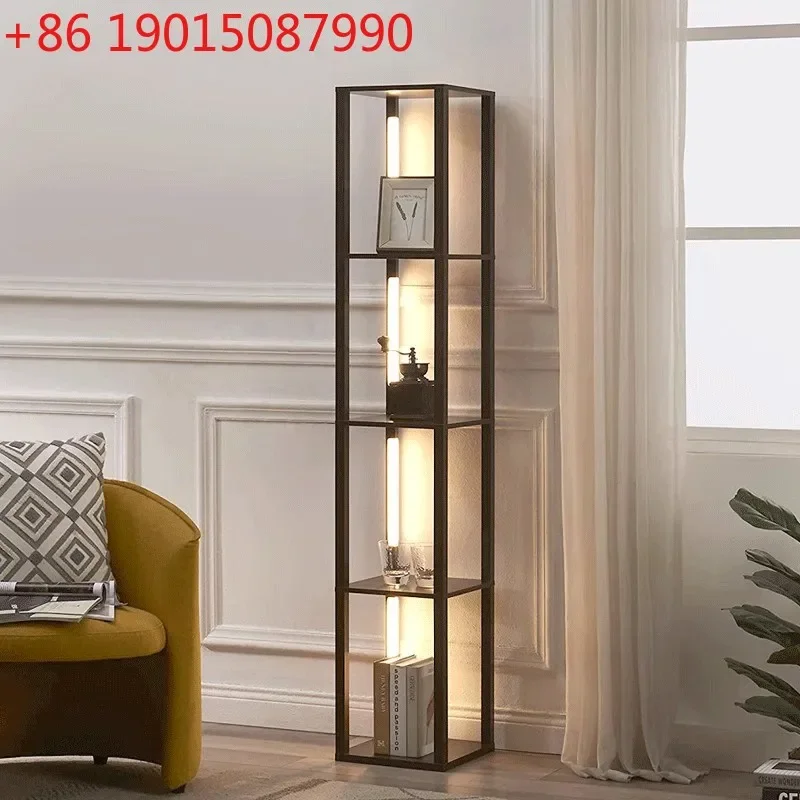 

Напольная полка-стеллаж для гостиной, интегрированная с диваном, вертикальная лампа, прикроватная тумбочка для спальни, декоративная витрина
