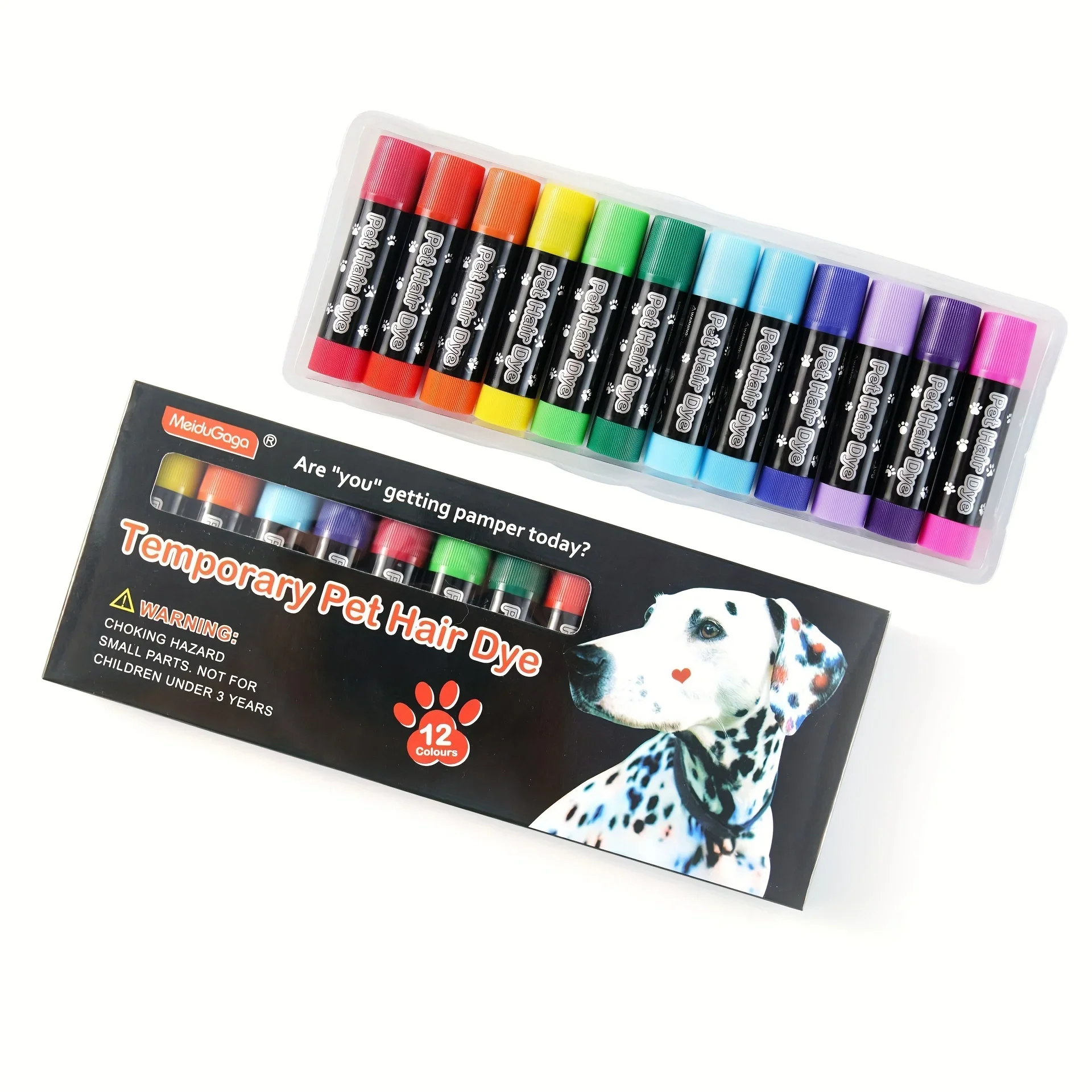 Rotuladores de colores temporales Para El Cabello de tus mascotas, Para El cuidado del perro, lavables, tinte Para El pelo, 12 piezas