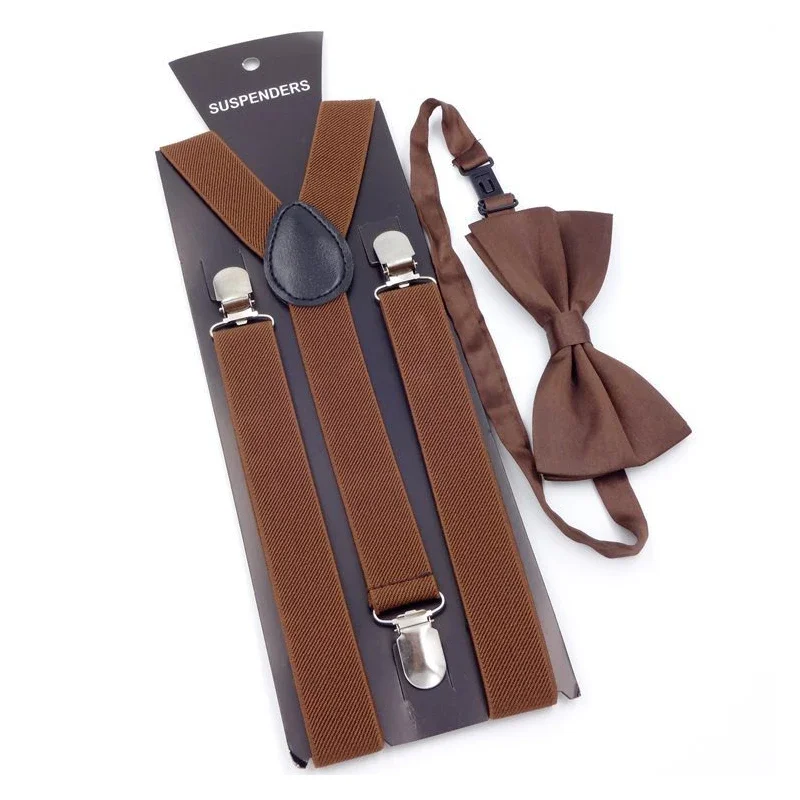 New  Adjustable Suspenders with Bowtie Elastic Leather Y-Back Braces Straps For Men Women Pants Shirt Girl Skirt Accessories