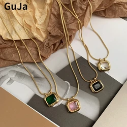 Modern Jewelry Luxury Temperament Geometric Glass Pendant Necklace For Women Party Gifts Cool Trend Accessories Hot Selling