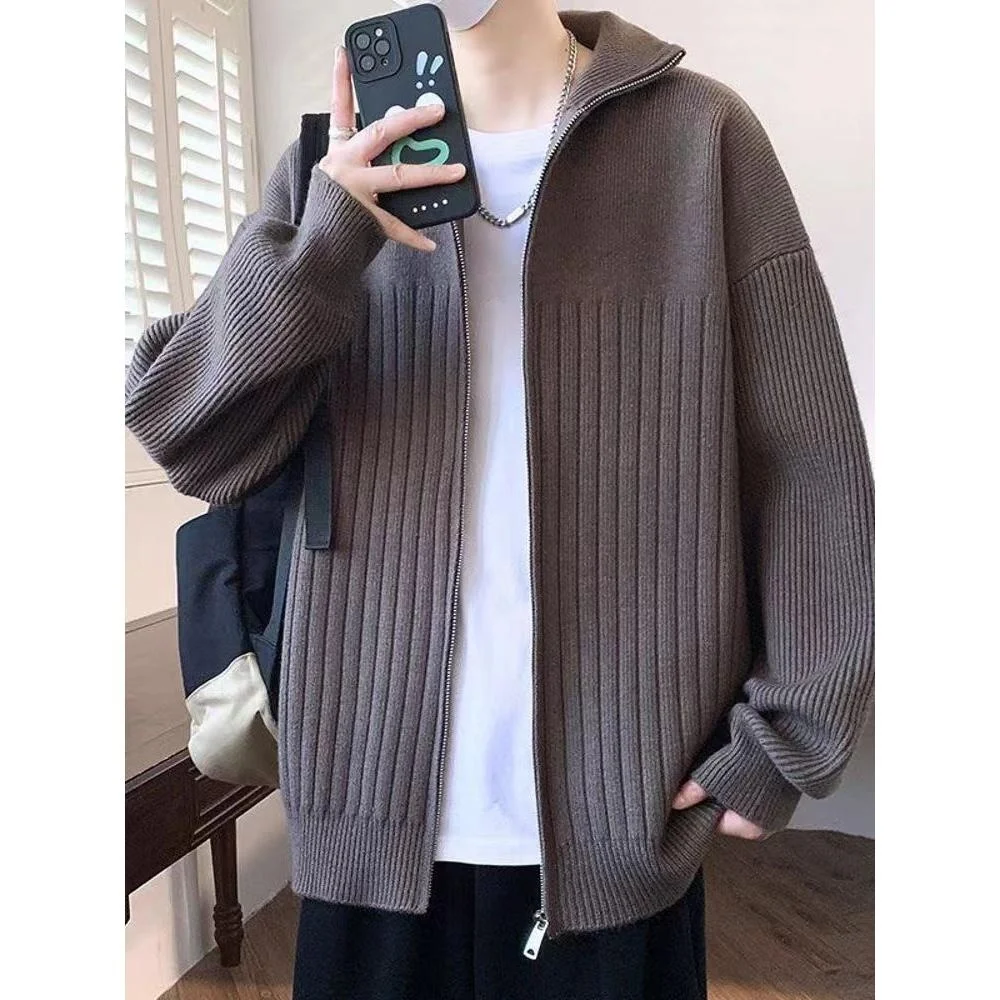 

Мужской вязаный топ, простой воротник-стойка, текстура, цвет сращивания, модный брендовый топ, мужская мода, осень-зима, Новое поступление