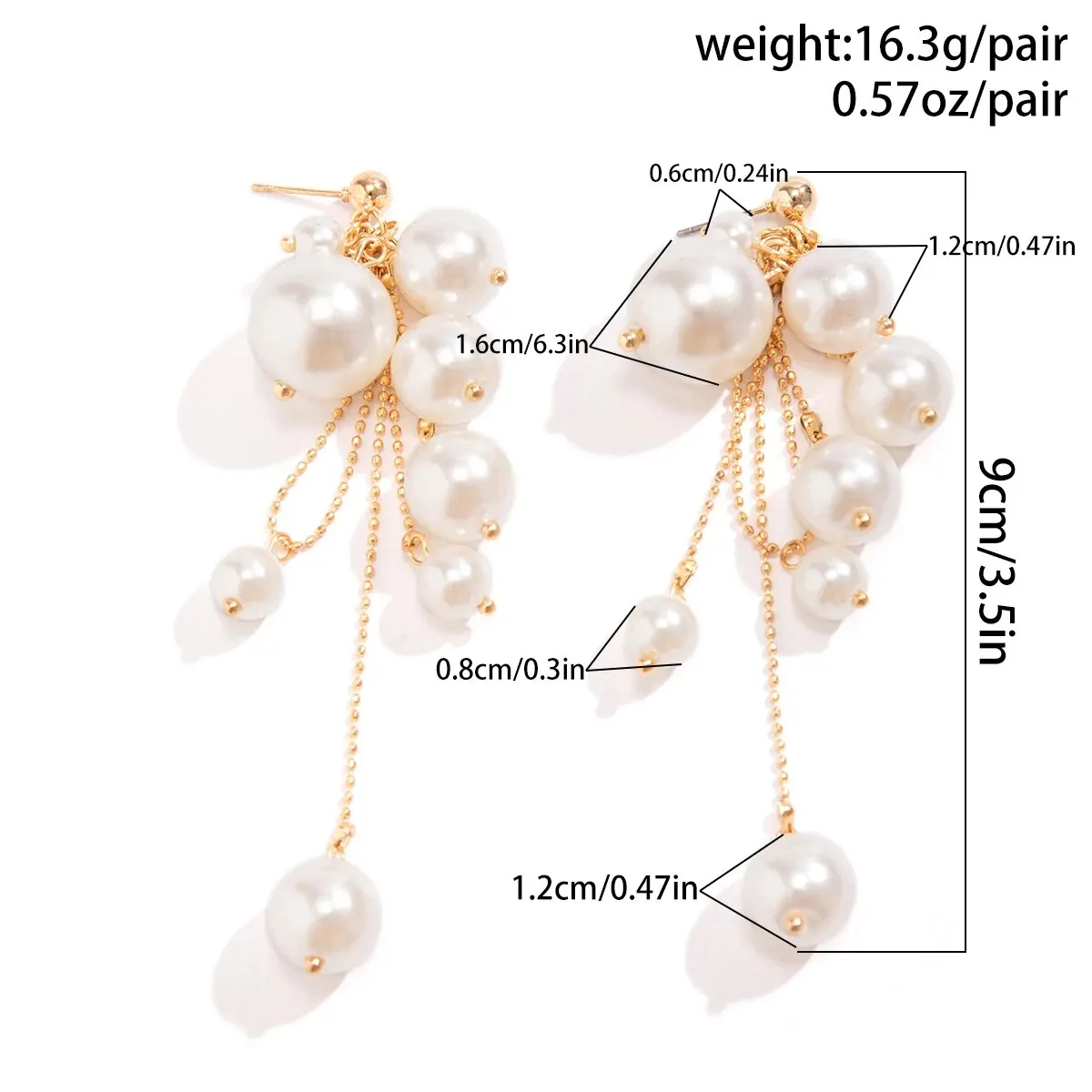 Elegant Simple Imitation Pearl Long Tassel Drop Earrings for Women Wed Bridal Classic Piercing Hanging Earring Aesthetic Jewelry