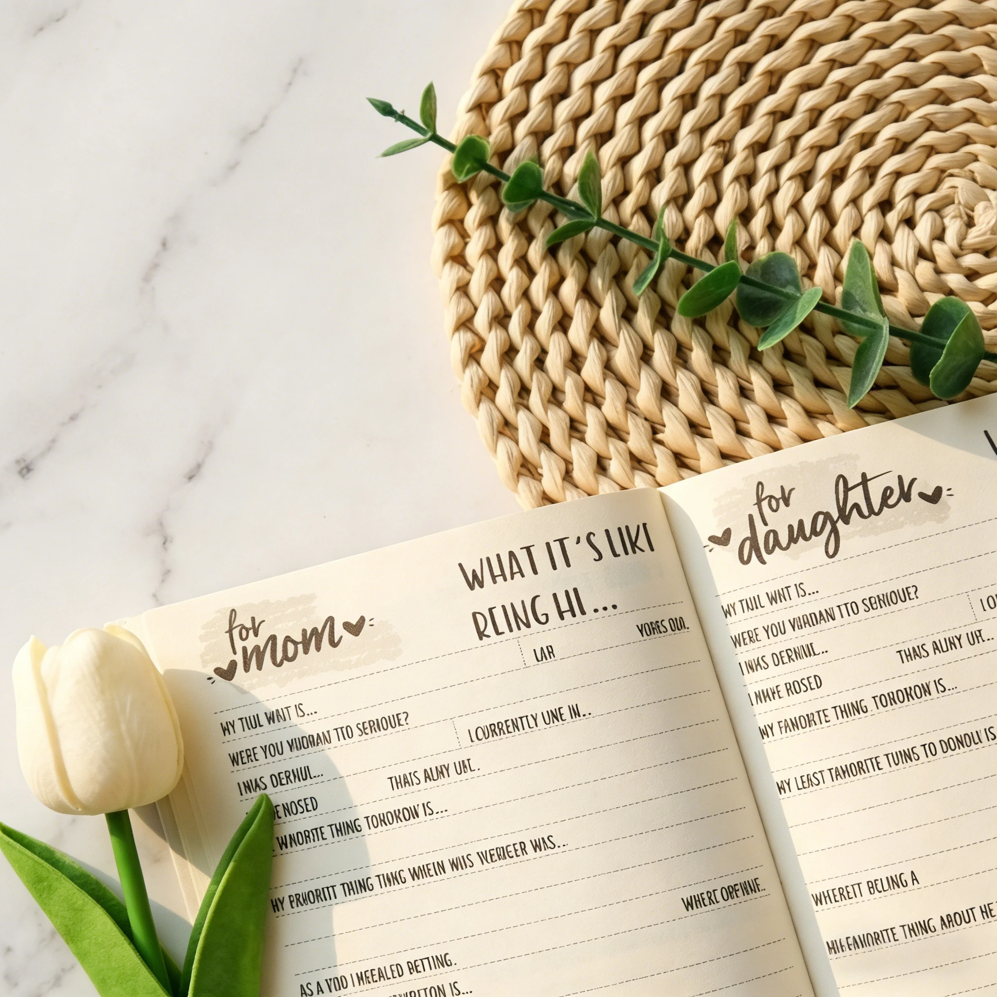 Mom Daughter Passback Notebook 106 Pages Premium Paper Interactive Communication Journal With Topic Starters