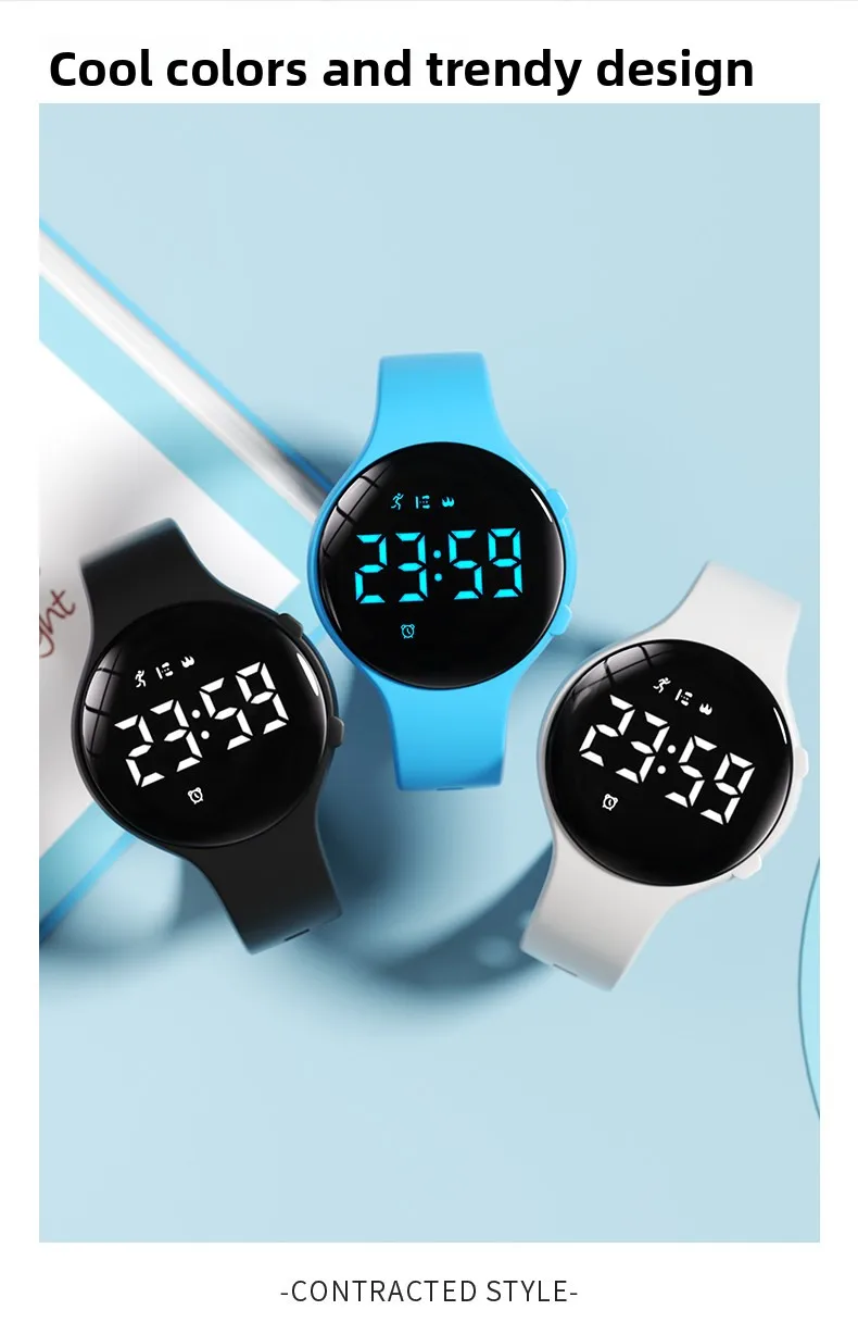 Reloj electrónico de moda para hombres y mujeres, alarma de vibración silenciosa, resistente al agua, para deportes al a