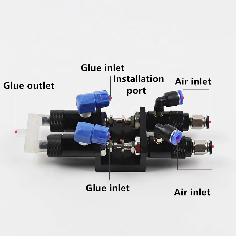 Double-component Suction dispensing Valve Precision Double-liquid Dispensing AB Glue Epoxy Adhesive Valve for fluid dispense