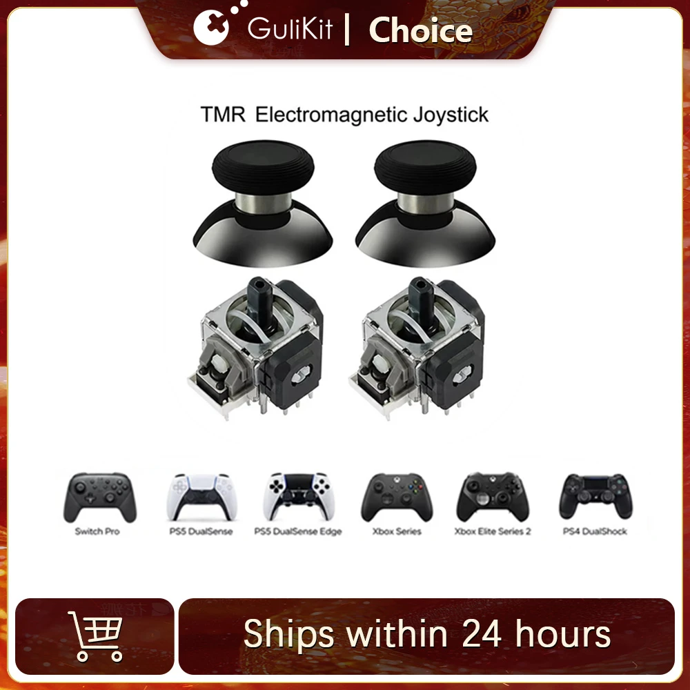 Image of GuliKit Controller-Zubehör Reparatur TMR Joystick mit Stick-Kappe für PS4 PS5/PS5 Edge Gamepad für Switch Pro Xbox Series