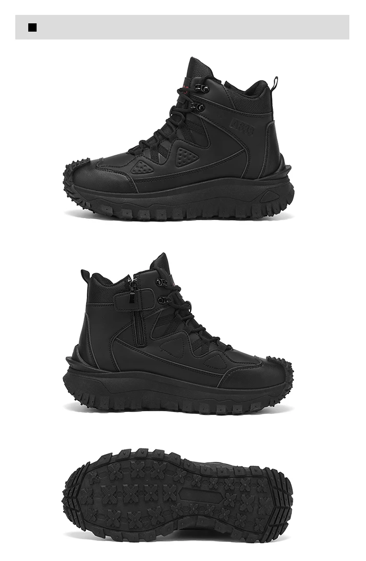 Herren-High-Top-Outdoor-Freizeitsportschuhe, mit stoßfestem Zehenschutz, rutschfester und abriebfester Sohle mit tiefem Profil, seitlichem Reißverschluss für einfaches An- und Ausziehen, geeignet für Wanderungen und Trekking, strapazierfähig und langlebig. – Detail 23