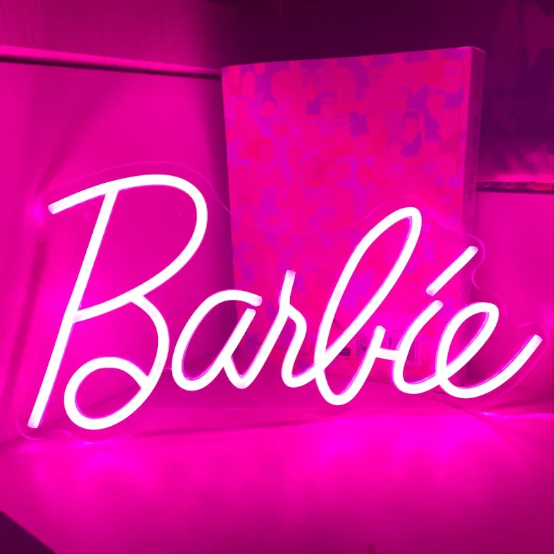 Neon Barbie z możliwością przyciemniania światła neonowe Led z różowymi Neon dekoracjami ściennymi 16X8 Cal romantyczne światło tabliczki do sypialni ściennej