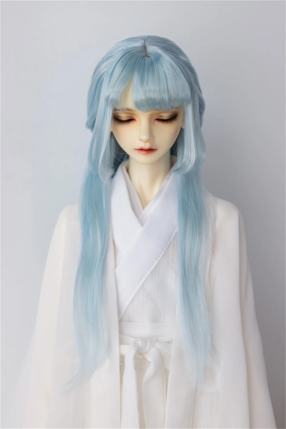 

BJD Doll Wig 8-9inch Soft Milk Silk Elegant Girls Toys Make Up Long Straight Hair Braids Light Blue Gifts BJD Doll Accessories