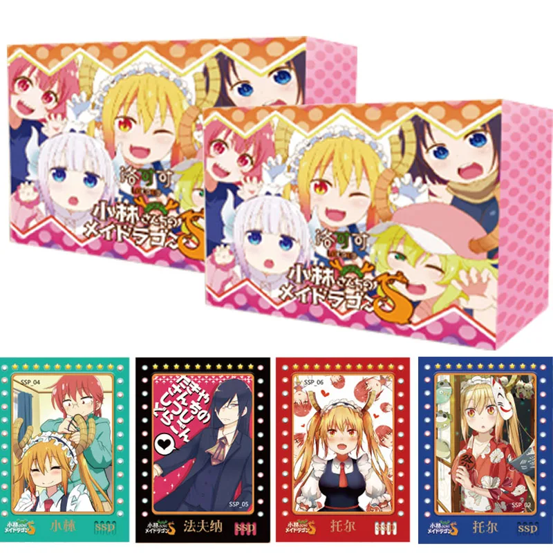 Caja de cartas Original de Miss Kobayashi's Dragon Maid Series, personajes de Anime japoneses, juego de mesa de colección de cartas DIY, juguetes para niños, regalo para niños