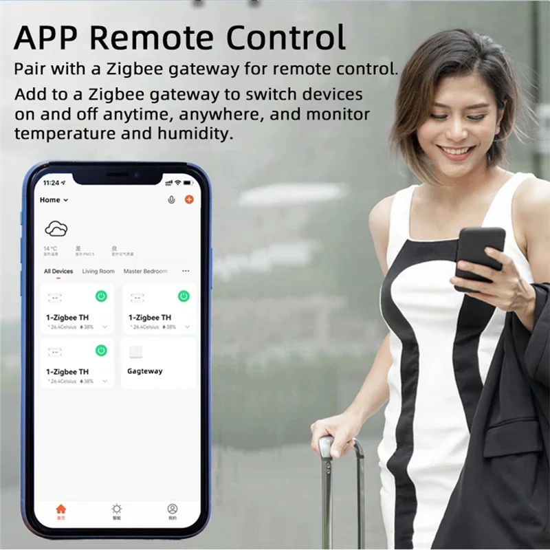 

PHILE-Tuya Zigbee 1 Gang Smart Switch With Temperature Humidity Sensor,Tuya Smart Life APP,Passive Dry Contact Relay