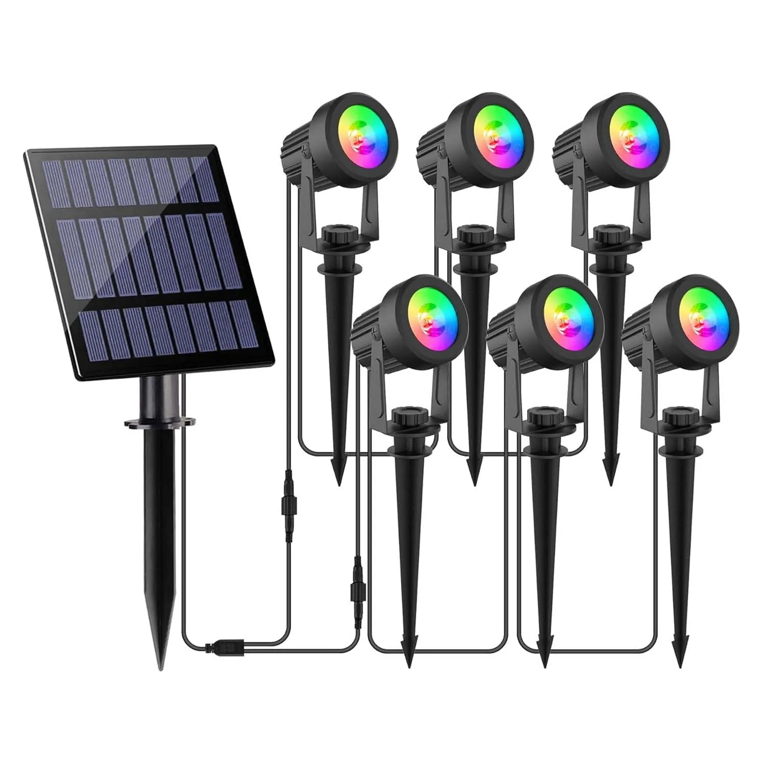 6 Lights Solar Outdoor Spotlight Garden Pathway Wall Lamp for Tree IP65 RGB/3000K/6000K Landscape Yard Solar Street Light