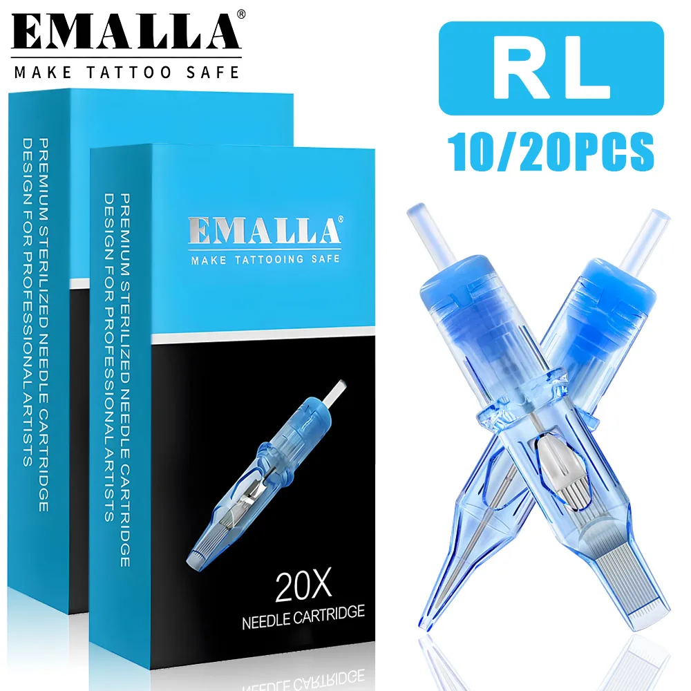 

20/10pcs EMALLA ELIOT Tattoo Cartridge Needles Disposable Sterilize Tattoo Needles RL Round Shader for Cartridge Tattoo Machine