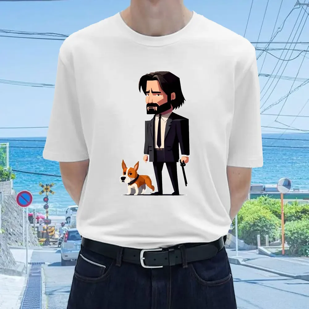 Essential Classic Tshirt John Wick Movie Art Graphic Men Tops Vintage Homme Summer Clothes Harajuku T Shirt