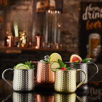 550ml Vintage Hammered Copper Mug Moscow Mule Copper Mugs Metal Mug Cup Stainless Steel Beer Wine Coffee Cup Bar Tool