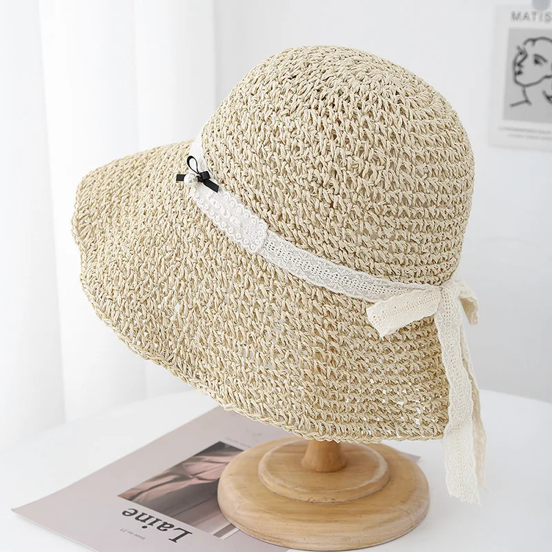 

Шляпа от солнца, женская летняя шляпа, корейский стиль, солнцезащитный козырек с широкими полями, складная панама, морские пляжные аксессуары, дышащая новинка