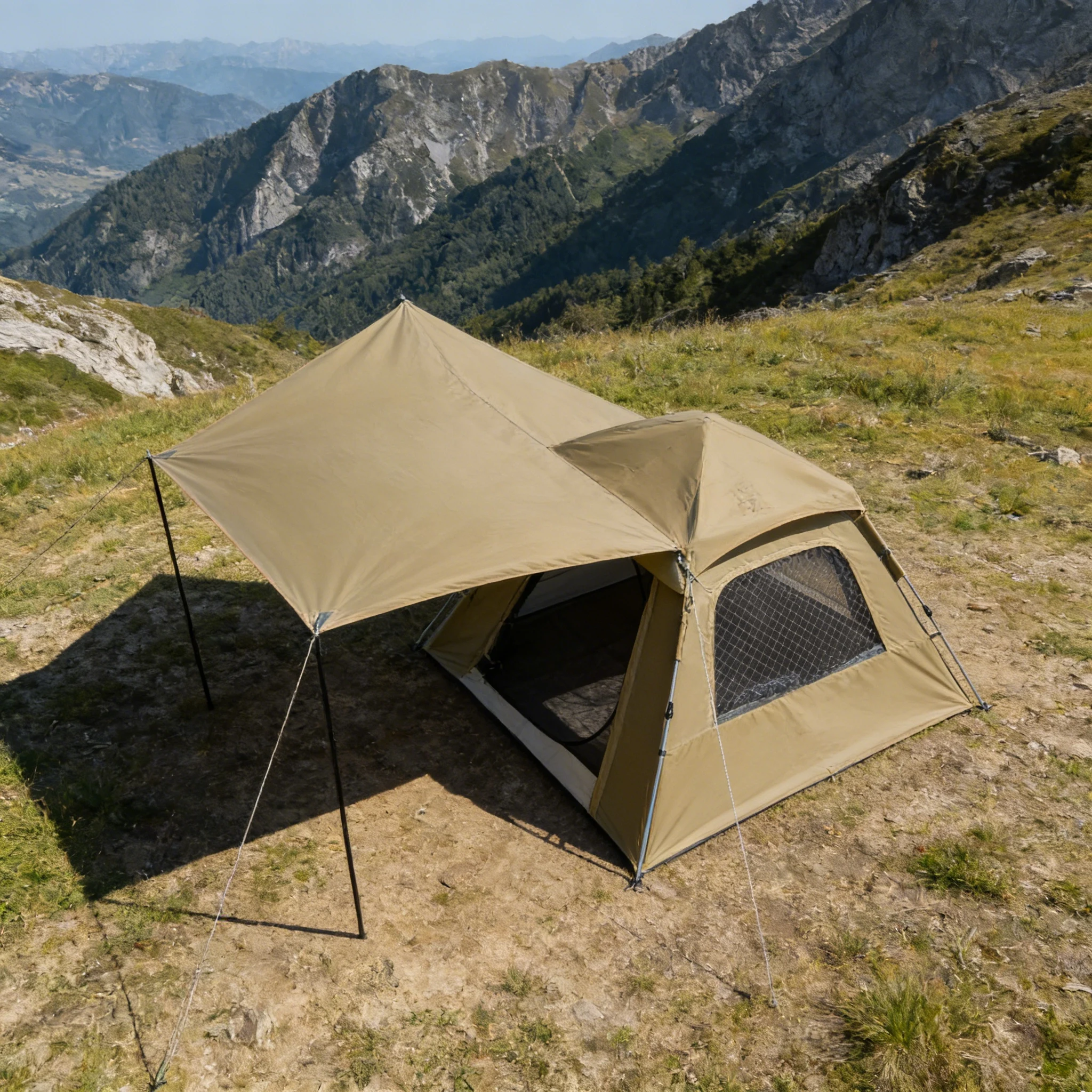 Large Camping Tunnel Tent with Aluminum Poles for Stability