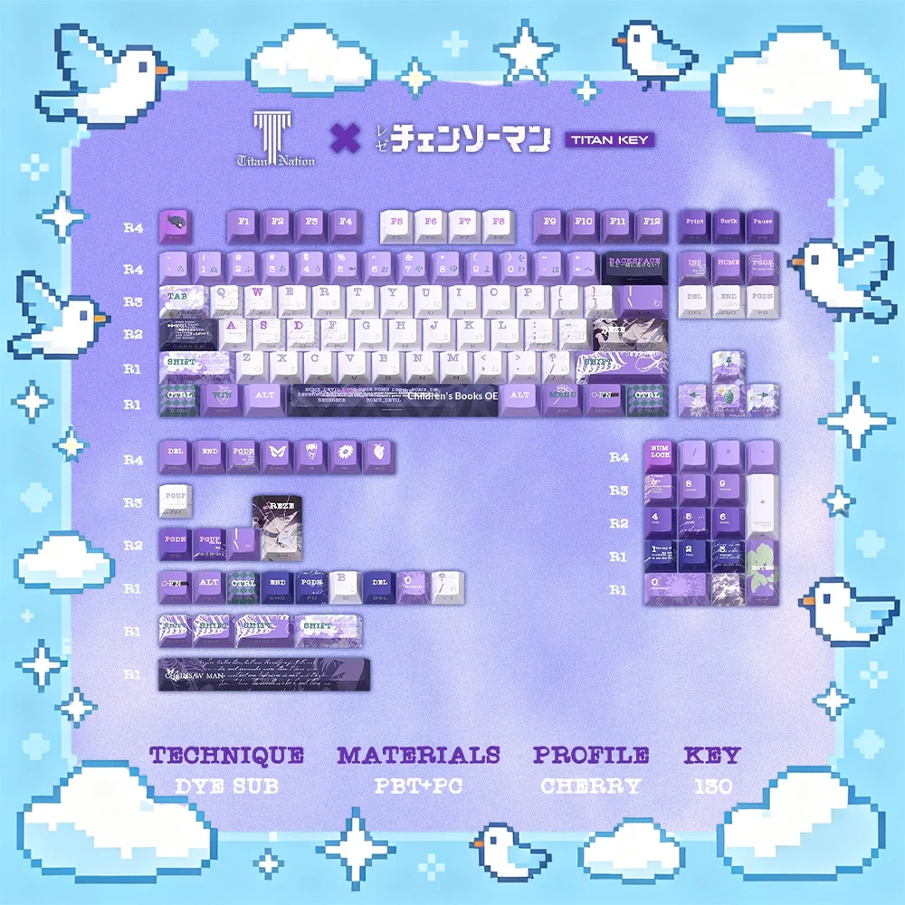 

TITANNATION Reze PC Keycaps Thermal Sublimation Nuclear Power Keyboard Keycaps Original Side Penetration For PC Accessories Gift