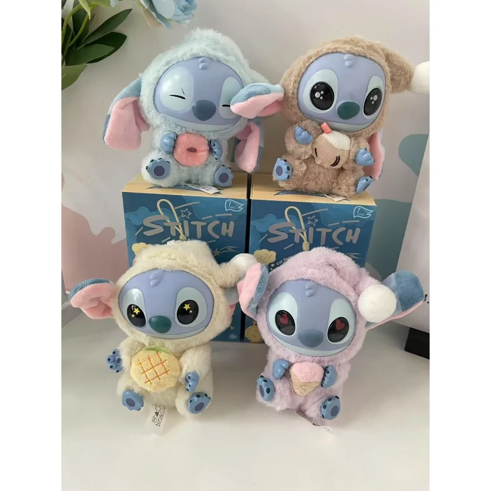 Miniso Disney Stitch comer algo antes de dormir caja ciega bolsa misteriosa muñecos de peluche de vinilo juguetes colgante sorpresa regalos de los monstruos