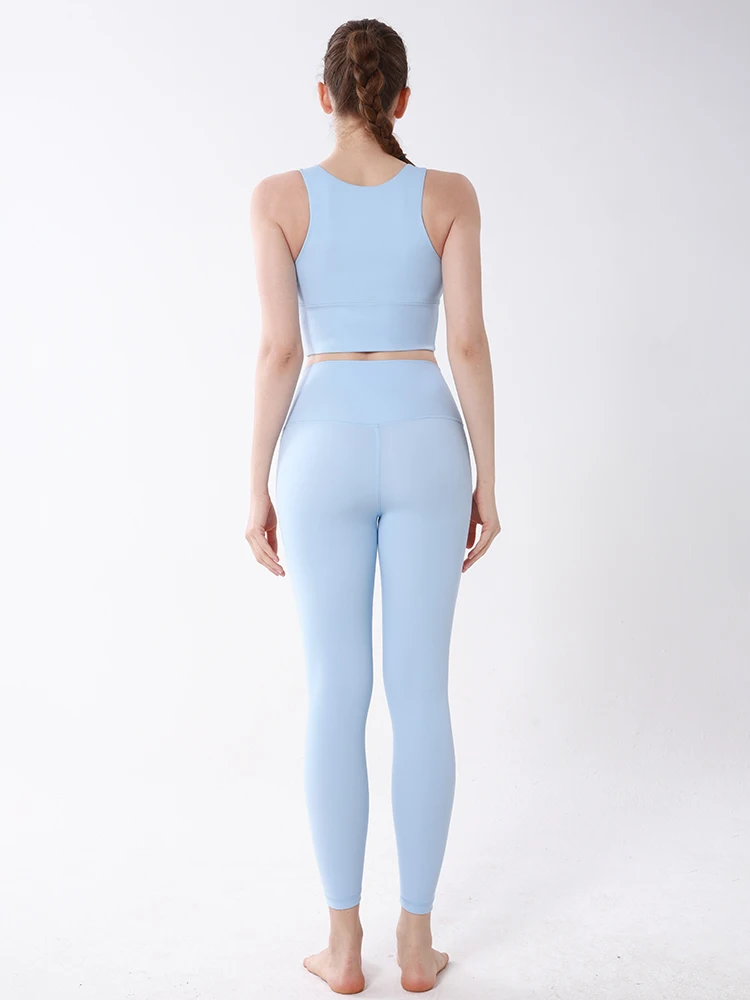 Women's 2 Piece Sports Yoga Set High Intensity Fixed Chest Pad Shockproof Sports Bras Waist Elastic Hip Lift Pants Running Sets