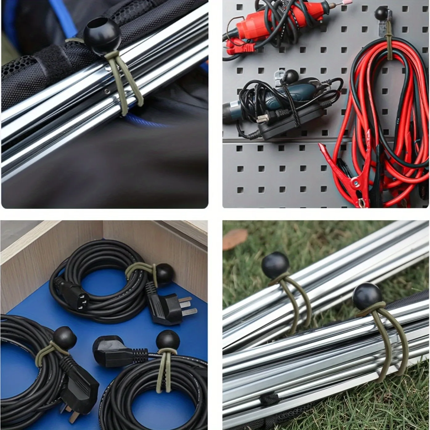 Ball Bungee Cords 4/6/9 Zoll, 50 Stück Tarp Ball Bungee Ties Heavy Duty Canopy Tie Downs für Camping, Zeltstangen mit UV-beständig – Detail 8