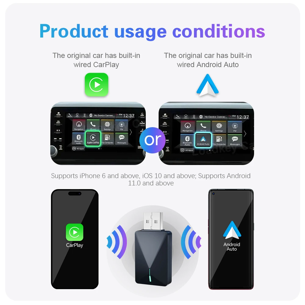 BYLITU Mini U3 سلكي إلى محول CarPlay Android التلقائي اللاسلكي، التوصيل والتشغيل لـ 98٪ سيارات أصلية، لا حاجة إلى بطاريات. #2