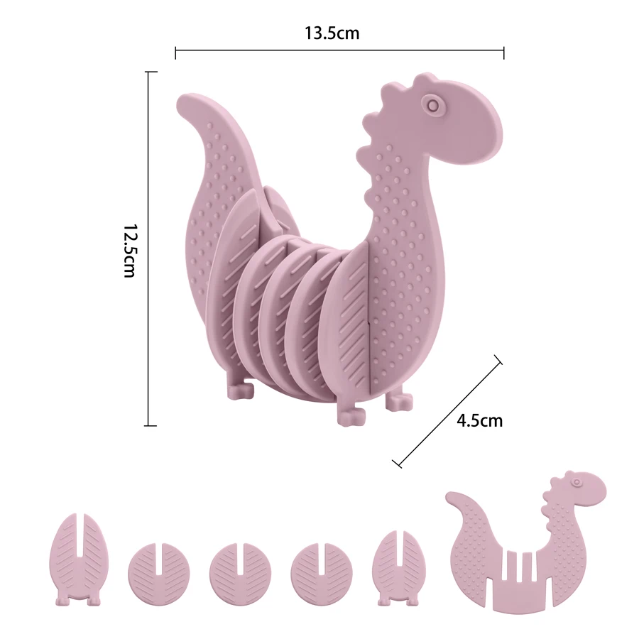 Madre bambini Silicone Baby massaggiagengive giocattoli regali di natale per bambini sensoriale educativo BPA articoli per bambini gratuiti Puzzle di dinosauri per bambino