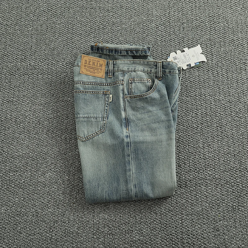 Men's Classic Five ket Straight Leg Jeans Rinsed Vintage Waed Lenzing Lyocell Fabric Spring Summer New Sle Casual Wear
