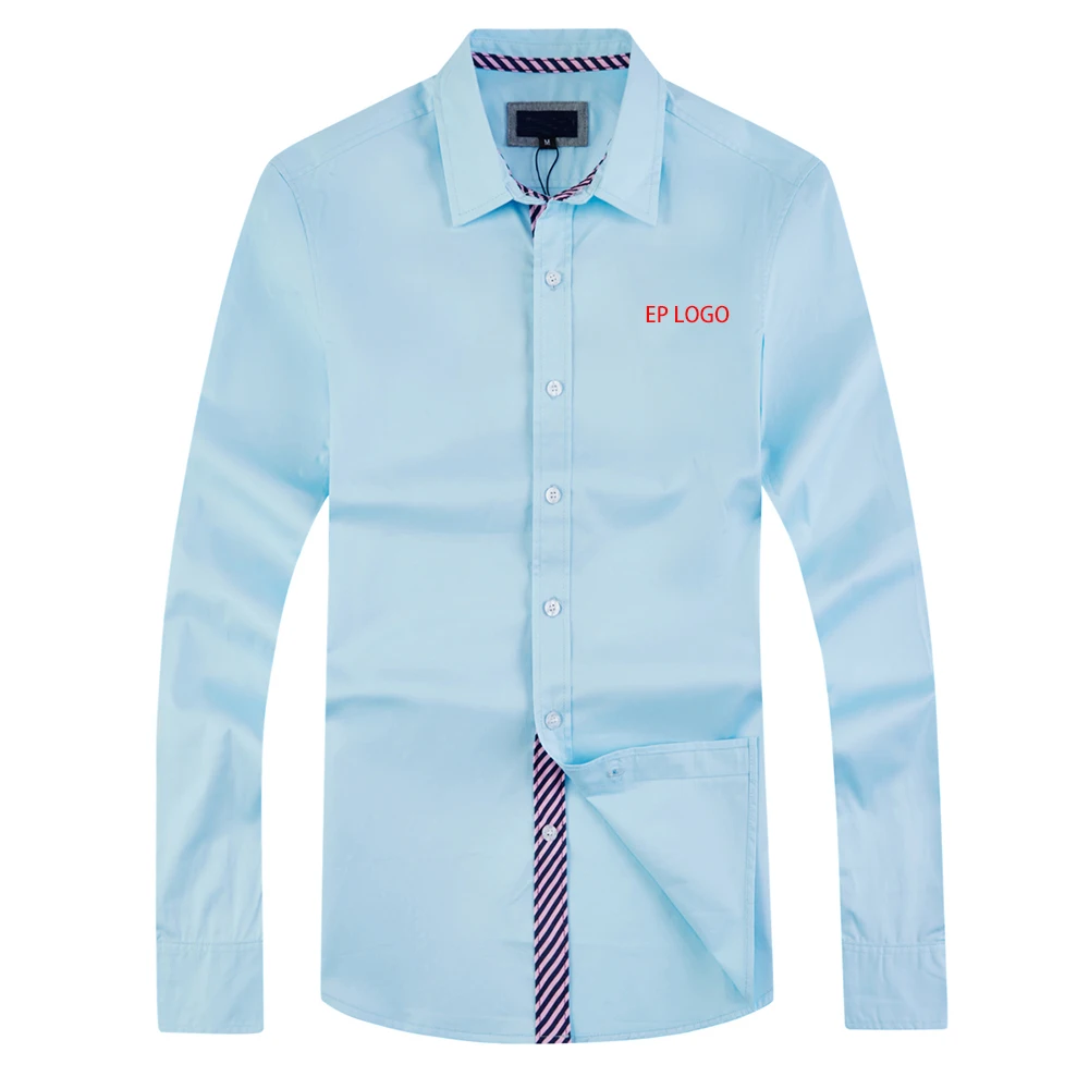 

2024 Solid Men's Shirt Full Sleeves Four Season Del France Homme Chemise Fashion Embroidery Thin 100%Cotton Plus Size M-3XL EP