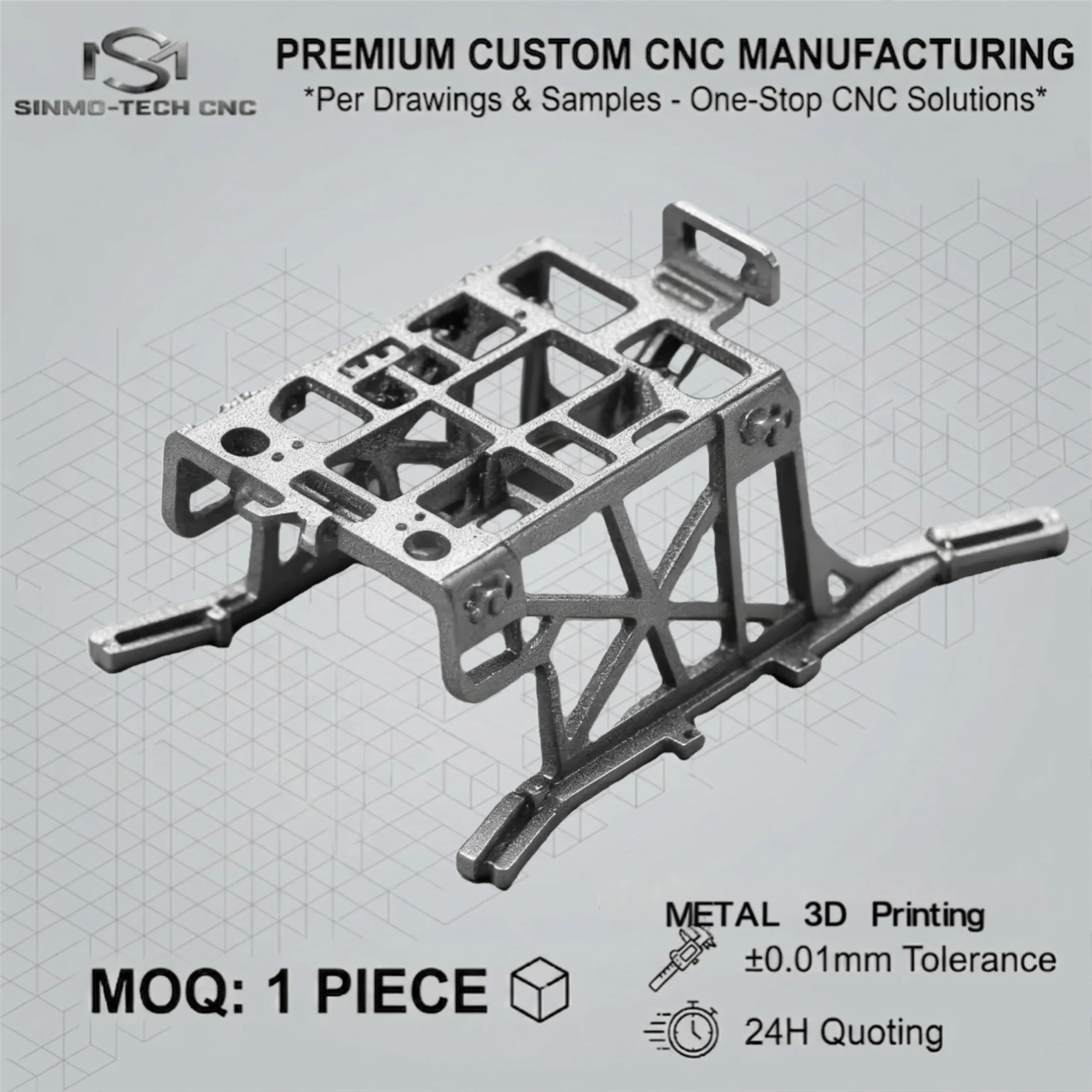 Precision Metal 3D Printing Service, Custom Complex Geometry SLM Printing Prototype Parts per CAD STEP Drawing, 1pc