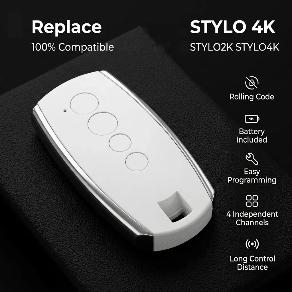 

For STYLO2K STYLO4K STYLO Garage Door Remote Control Gate 433.92MHz Rolling Code White STYLO 4K 2K 1-20pcs