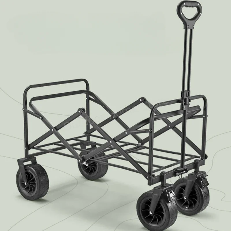 

Outdoor Folding Trolley Cart Portable Large Capacity Handcart Picnic Beach Garden Push Camping Trailer