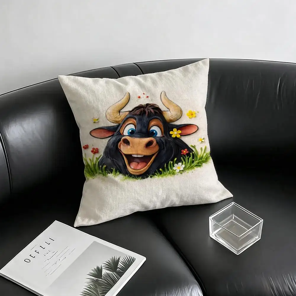 Movie Ferdinand Cushion Cover Natural Linen Pillowcase Set, All-in-One Decor for Sofa, Bedroom & Chair