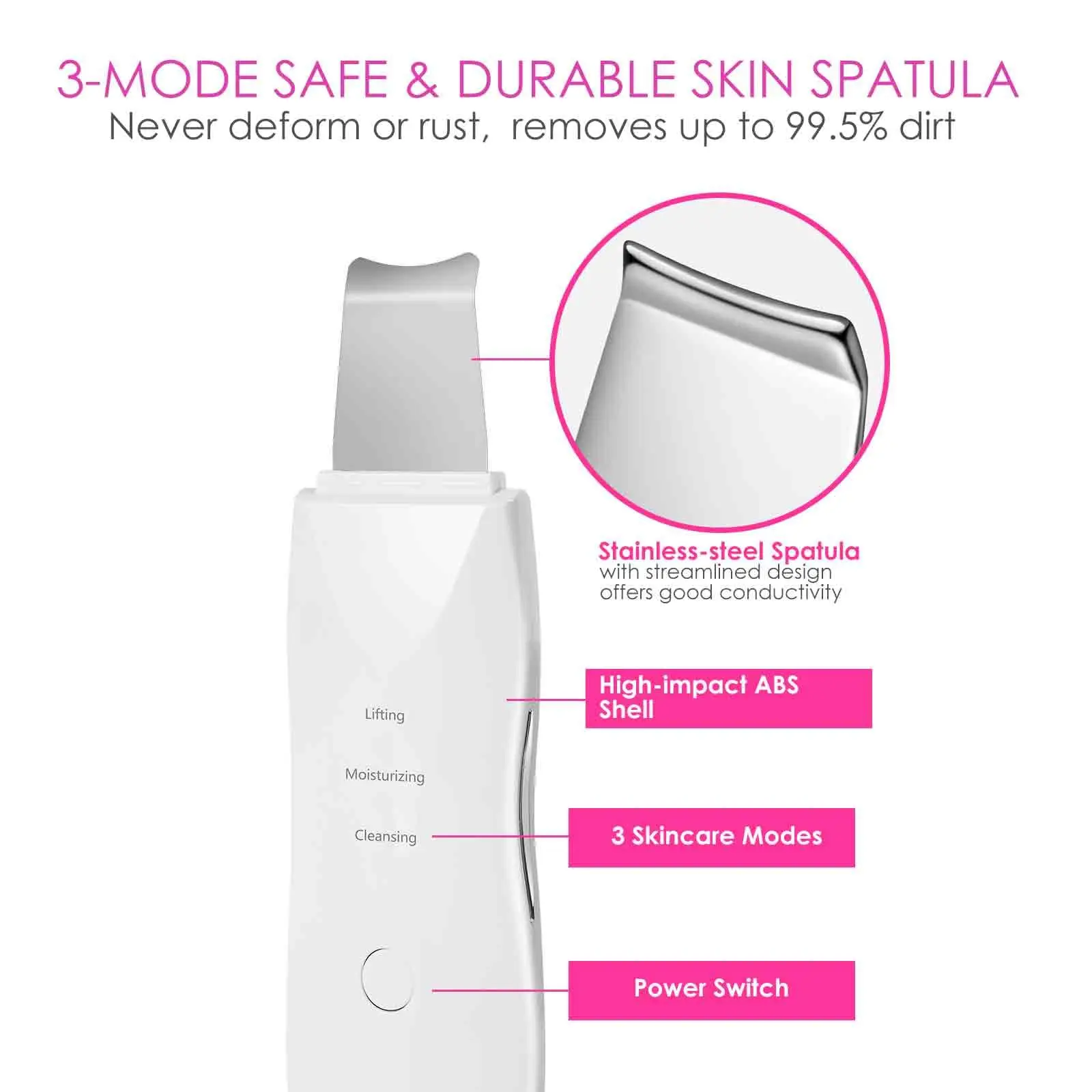 الجلد الغسيل العميق يهتز منظف للوجه مجرفة ملعقة لا بالموجات فوق الصوتية الوجه الغسيل المسام الأنظف مجرفة الوجه مدلك