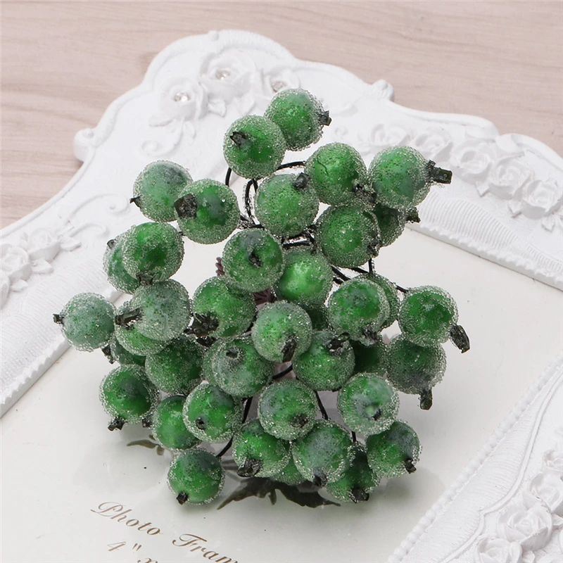 40 Pcs Decorative Mini Christmas Frosted Fruit Holly Artificial Flower