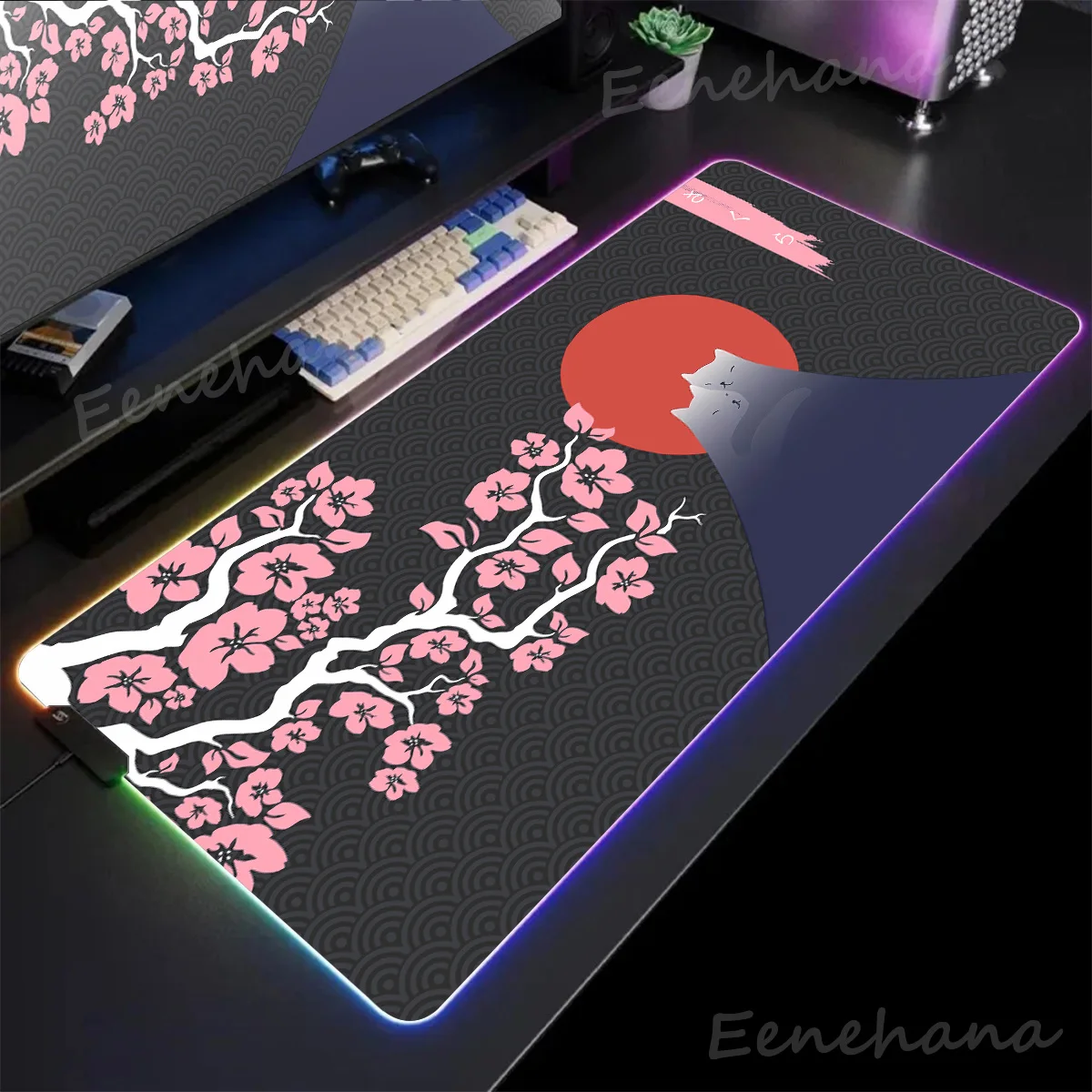 

RGB Sakura Fuji Bobcat Mousepad Large Gaming Mousepads Luminous Mouse Pads Big LED Mouse Mat PC Gamer Desk Pad Backlit Deskmats