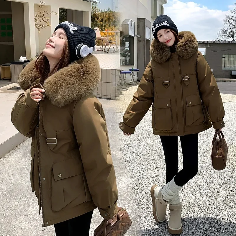 Winter Jacket 2024 New Women Parka Clothes Long Coat Wool Liner Hooded Jacket Fur Collar Thick Warm Snow Wear Fashion Parka