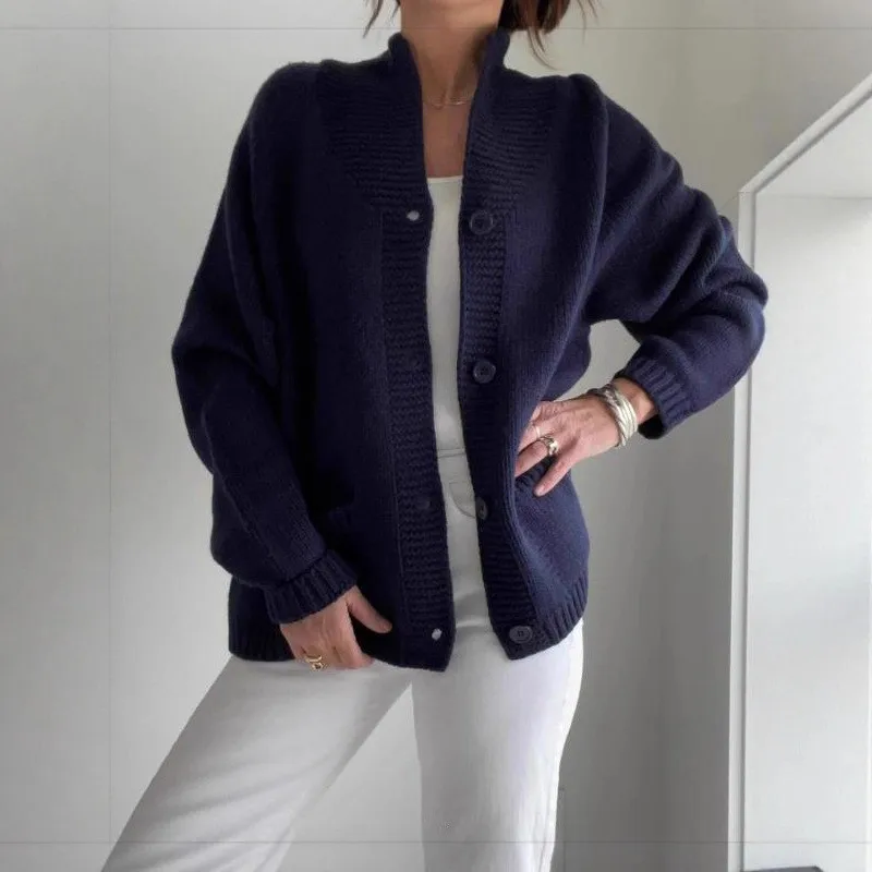 Casual Long Sleeve Coat Loose Fit Streetwear with Single Row Multi Button Closure Half Open Neck 3D Pattern Cardigan for Women